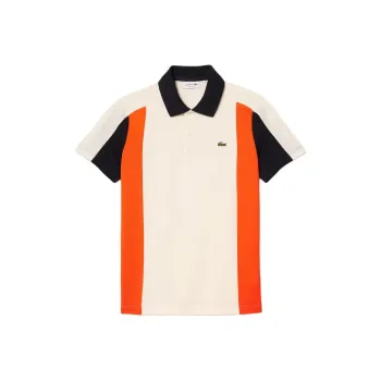 LACOSTE Polo Shirt Men's White Orange