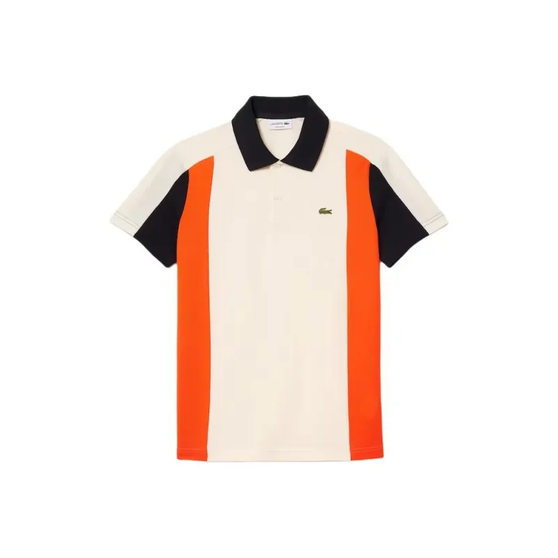 LACOSTE Polo Shirt Men's White Orange-0