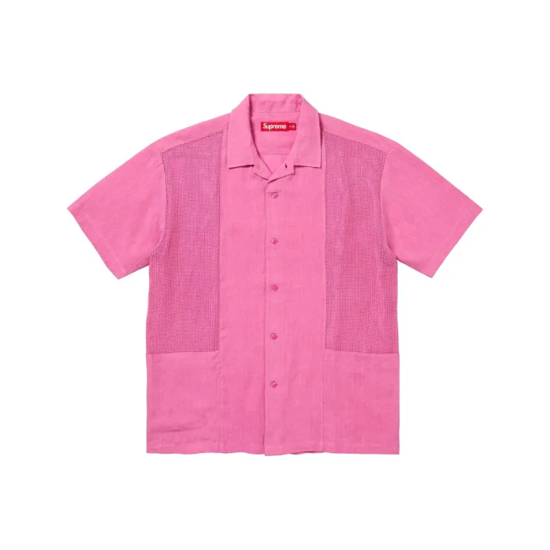 Supreme Mesh Panel Linen S/S Shirt-0