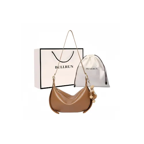 Bullrun Cow Leather Shoulder Bag Women's Caramel Brown
