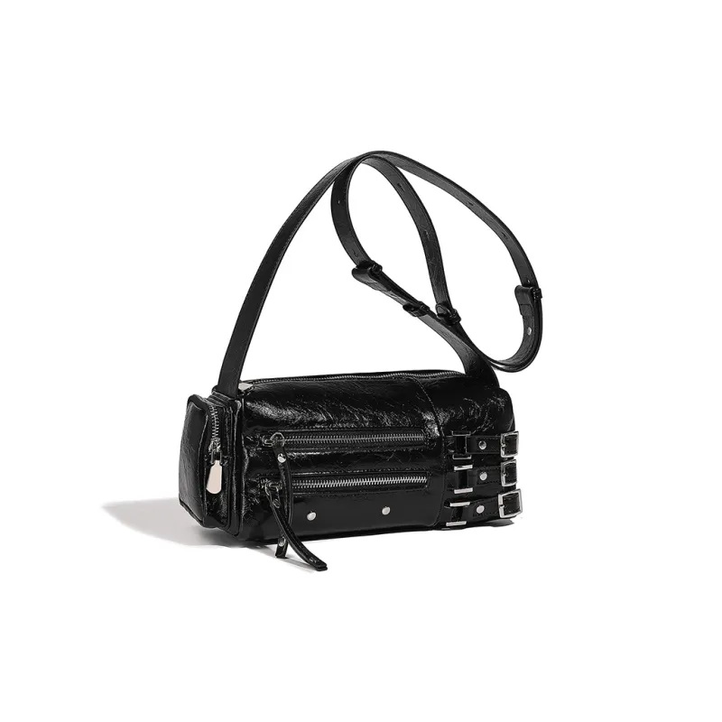 Vigno Synthetic Leather Shoulder Bag Women's Black/Red/Ecru-5