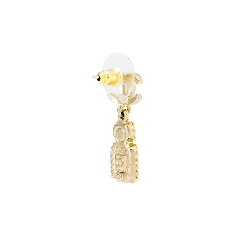 CHANEL Cc Logo Crystal Perfume Bottle Earrings-2