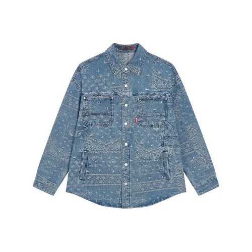FUN Shirts Men Denim Blue