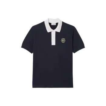 LACOSTE Polo Shirt Men's Marine Blue/White