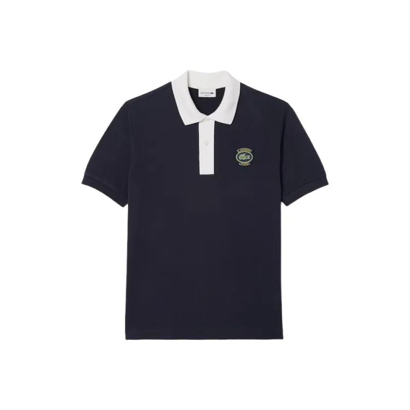LACOSTE Polo Shirt Men's Marine Blue/White-0
