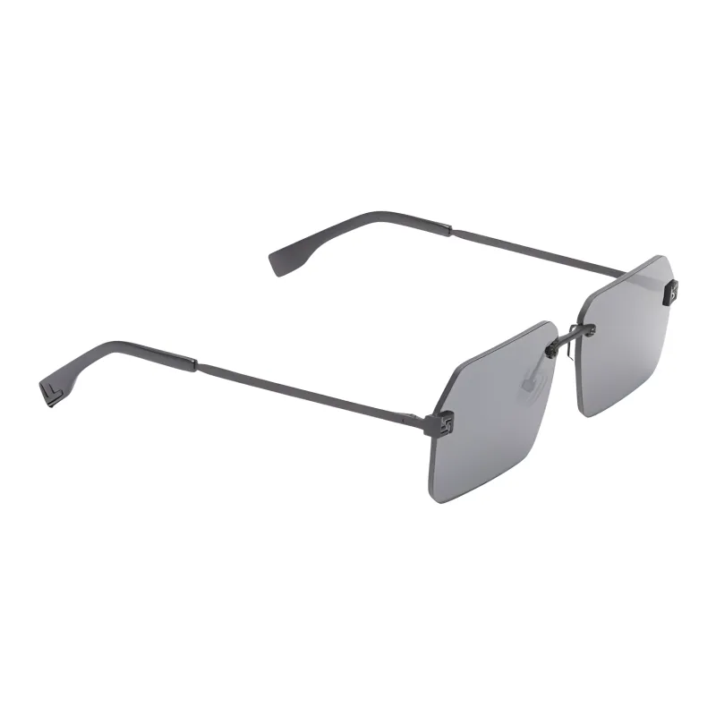FENDI Acetate Metal Rectangular Sunglasses Men's Black-2