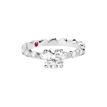 FRED 23k Platinum Ruby Diamond Rings Women's Silver