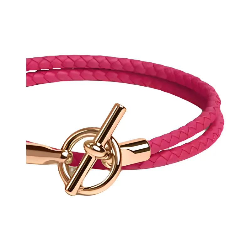 HERMES Calfskin Bracelets Women's Pink Purple-2