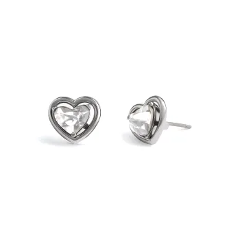 COACH Brass, Glass, Cubic Zirconia Stud Earrings Women's Silver