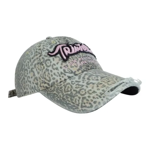 FREE RABBITⅡ Washable 3D Effect Letter Embroidery Ripped, Small Face Display Baseball Caps Unisex-5