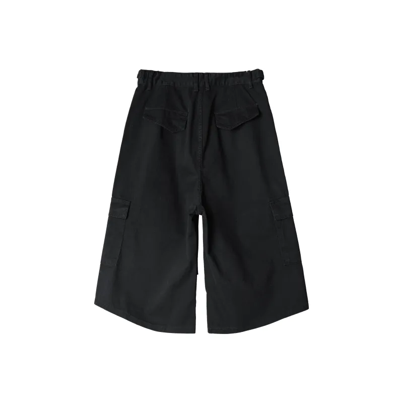 HOKLV Denim Shorts Unisex Burgundy-47