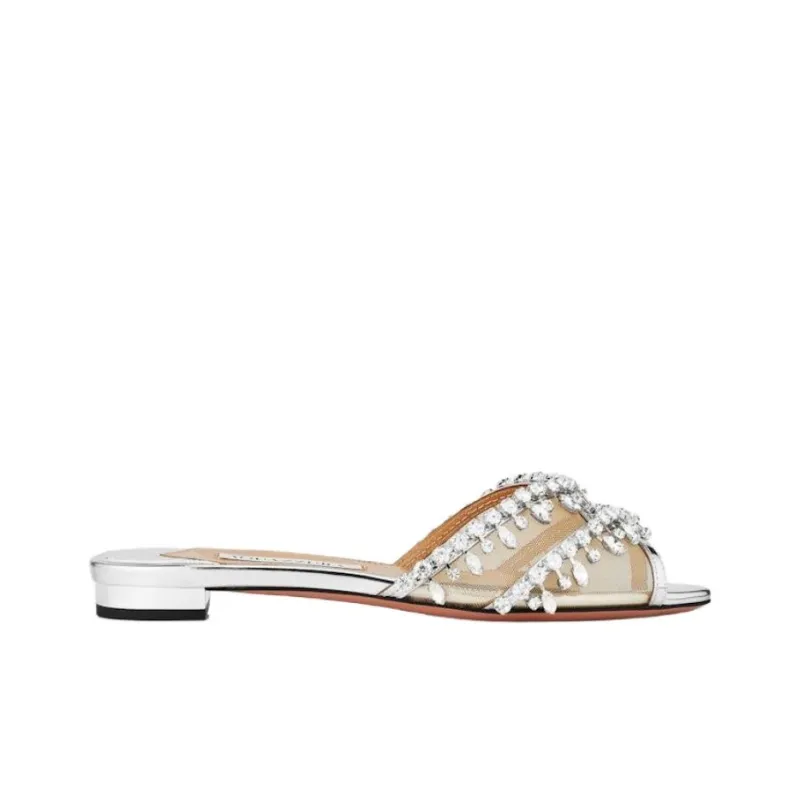 AQUAZZURA Slide Slippers Women's Silver-1