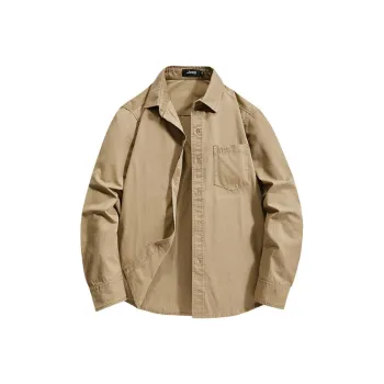 Jeep Outdoor Workwear Shirt Vintage Long Sleeved Coat Men's Khaki