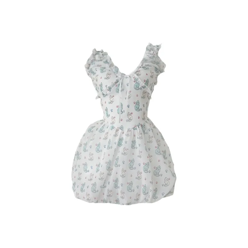 Pa33word Slip Dress Women's Light Series Kitten Print Multicolor Series-10