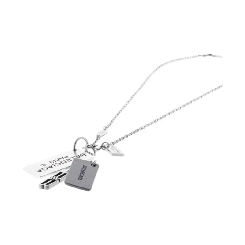 Balenciaga Brass Necklaces Unisex Silver-2