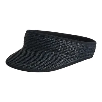 HERMES Raffia, Palladium Plated Sun Protection Hats Unisex Black