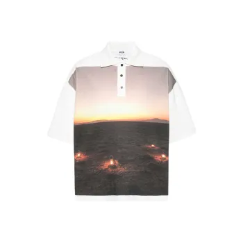 MSGM Graphic-Printed Short Sleeved Polo Shirt