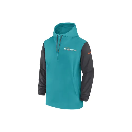 Nike Miami Dolphins Sideline Pre-Game Player Men's Nike Nfl 1/2-Zip Hooded Jacket