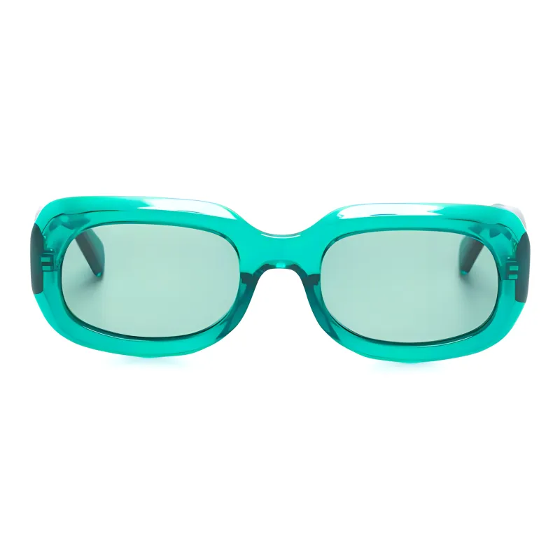LONGCHAMP Acetate Irregular Shape Sunglasses Women's Green-1