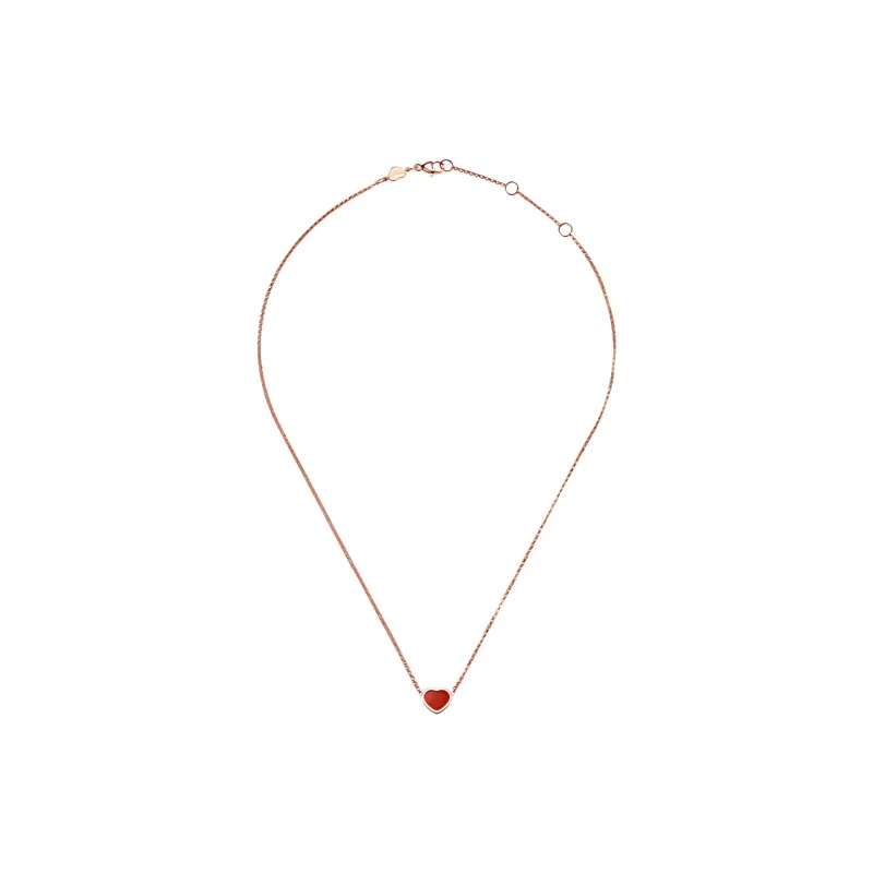 Chopard 18kt Rose Gold My Happy Heart Carnelian Necklace-1