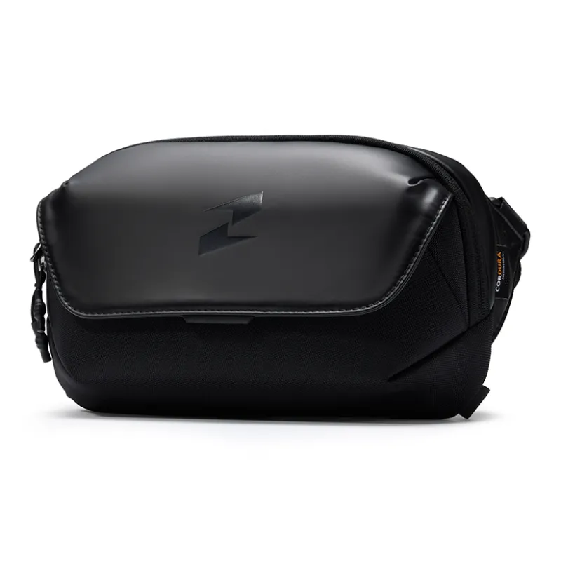 TAJEZZO Fabric Messenger Bag, Crossbody Bag Small Size Unisex Black-2