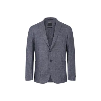 Zegna SS25 Business Suit Coat Men's Blue Gray