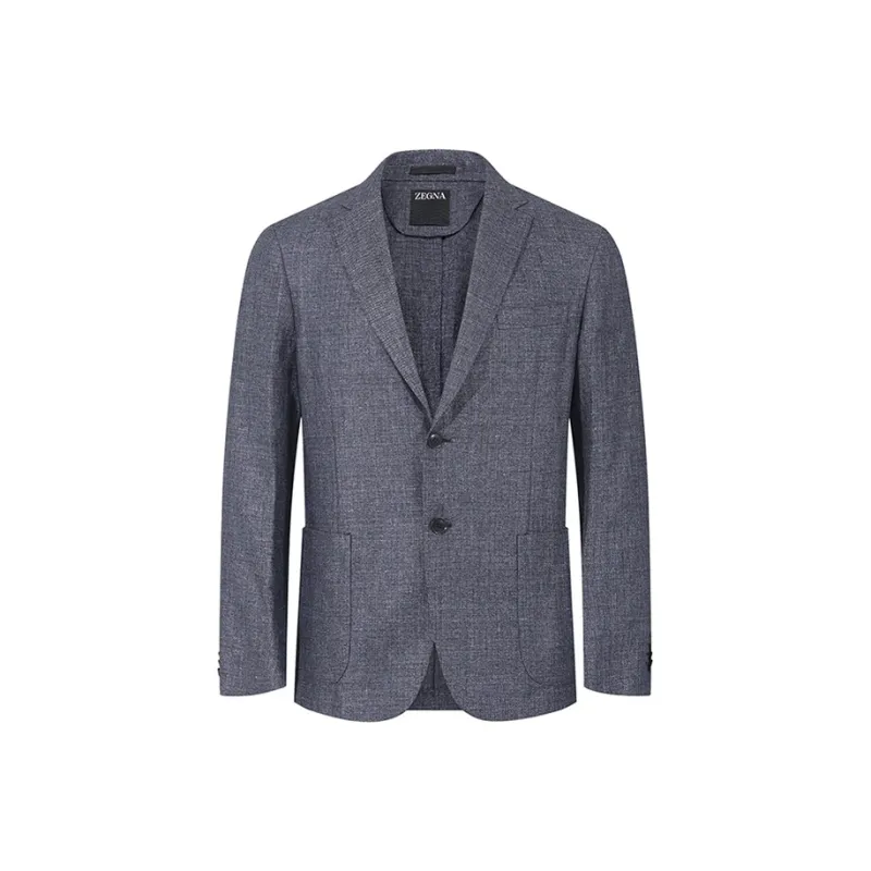 Zegna SS25 Business Suit Coat Men's Blue Gray-0