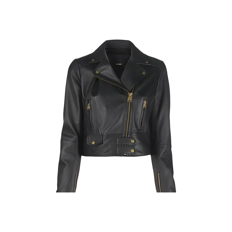 PINKO Leather Jackets Women's Black-4