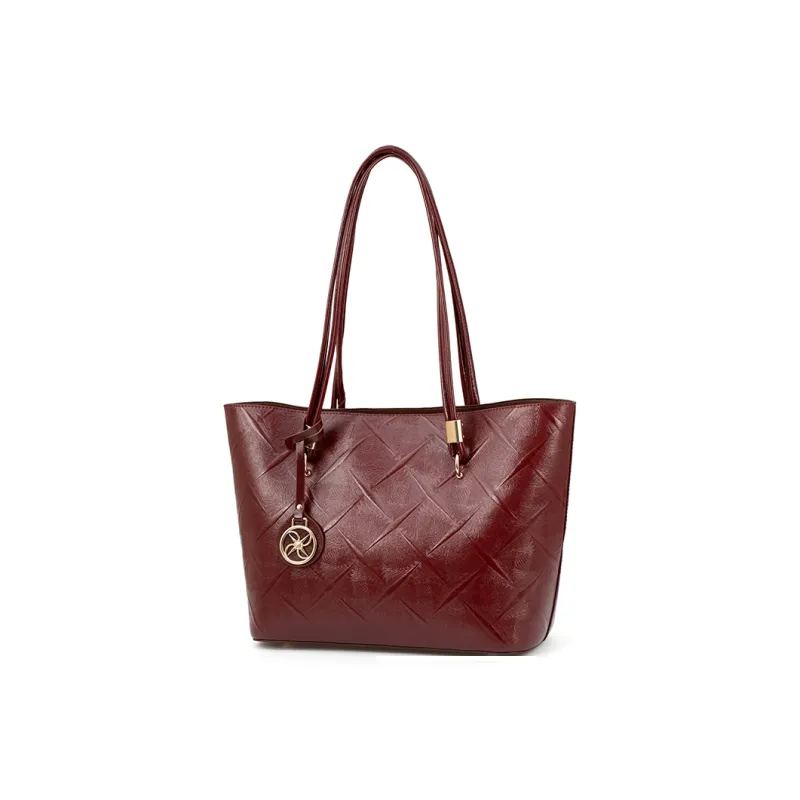 Vigno Synthetic Leather One Shoulder Underarm Tote Bag Women's Red-1