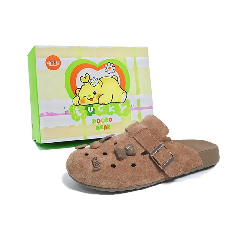 Budding Bear Rubber Sole Abrasion Resistant Slip Resistant Wrap toe Slippers Women's Box-4