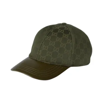 GUCCI Leather Baseball Caps Women's Green