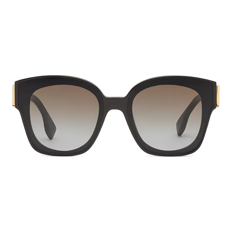 FENDI Acetate Metal Irregular Shape Sunglasses Women's Black-1