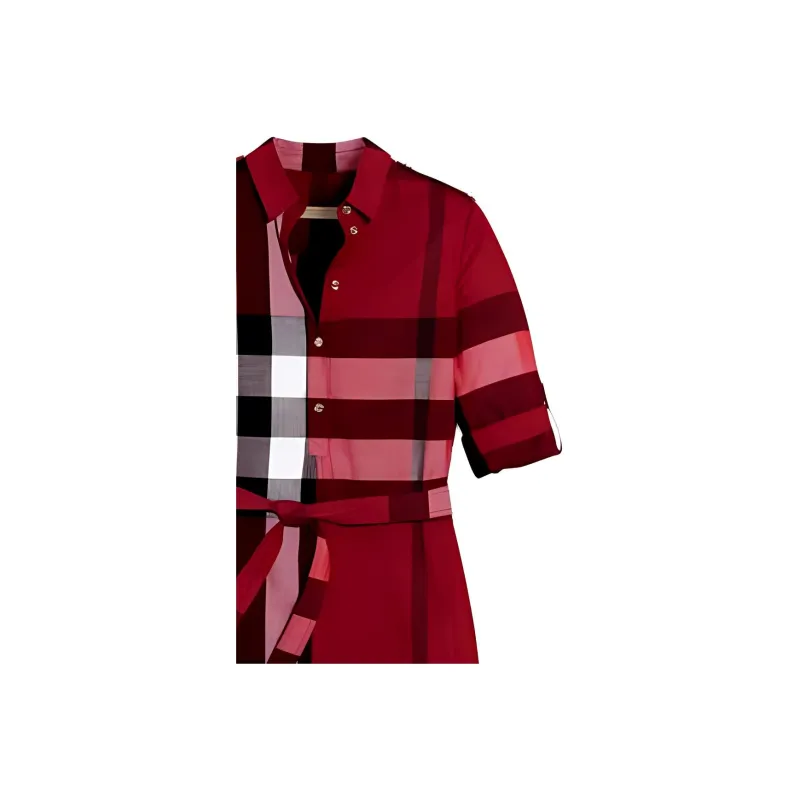 Burberry Short Sleeved Dresses Women's Red-4