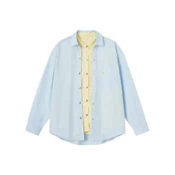 Abigthanks Mock Two Piece Shirt Unisex Beige Yellow