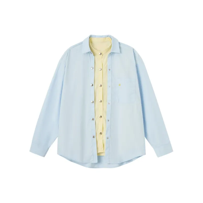 Abigthanks Mock Two Piece Shirt Unisex Beige Yellow-0