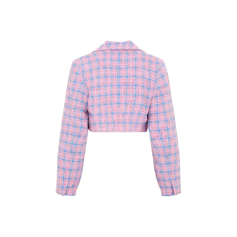 GANNI Checked Cropped Blazer-1