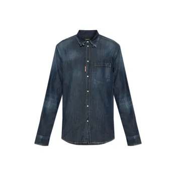DSQUARED 2 Curved Hem Denim Shirt