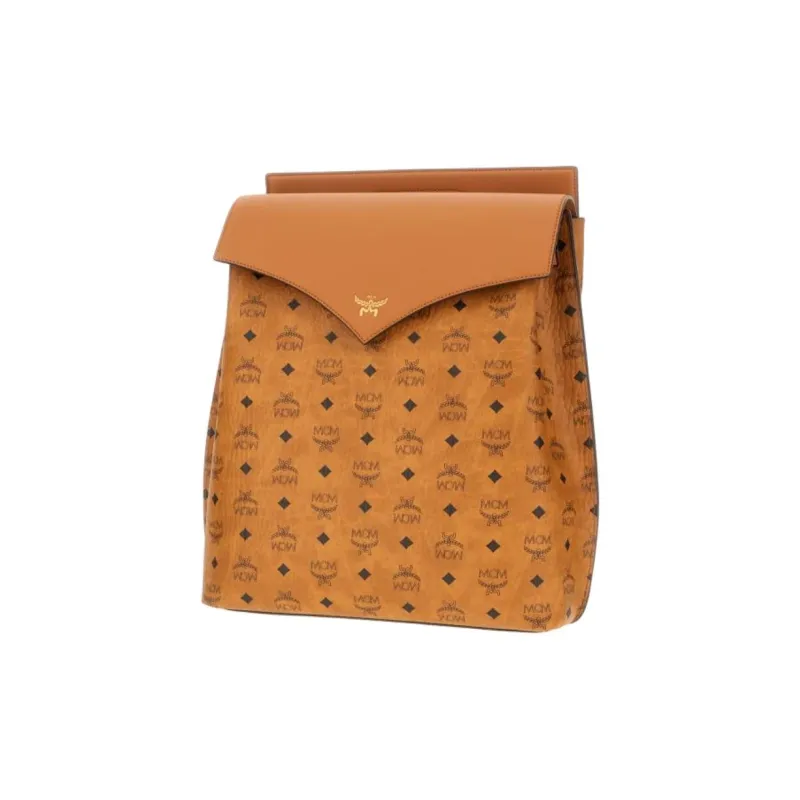 MCM Nappa Leather Backpack Medium Size Men's Cognac-1