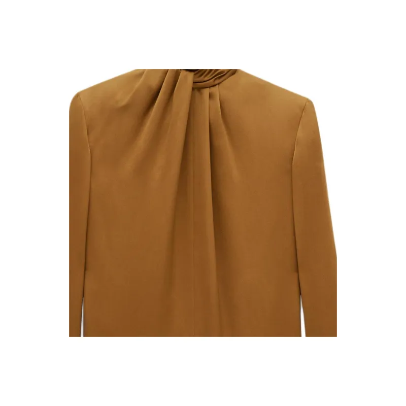 SAINT LAURENT Twist-Neck Garter Blouse-2