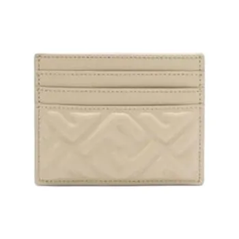FENDI Sheepskin Card Holder Women's Light Gold