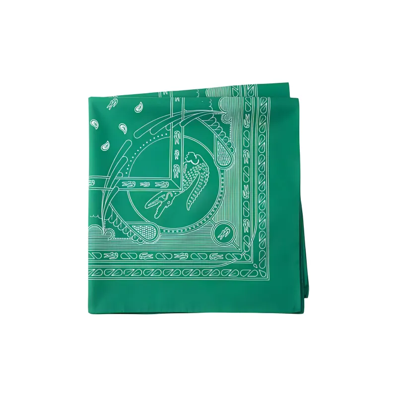 LACOSTE Cotton Fabric Silk Scarves Women's Green-1