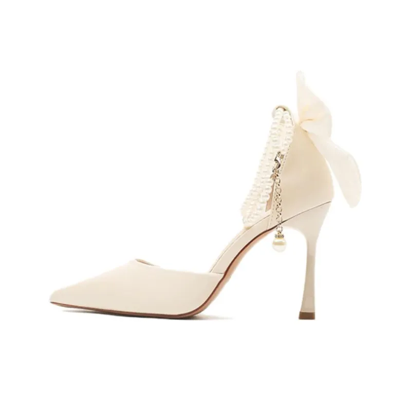 Than Than Me Slim Heel High Heels Women's Ecru-0