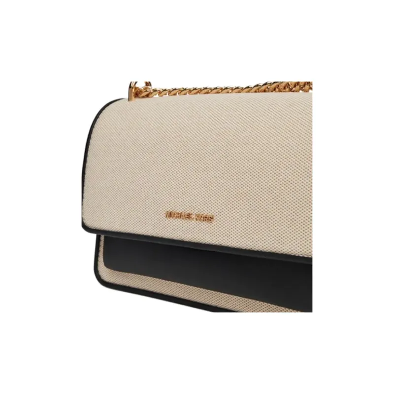 MICHAEL KORS MMK Cotton Shoulder Bag Trumpets Women's Black & Beige-4