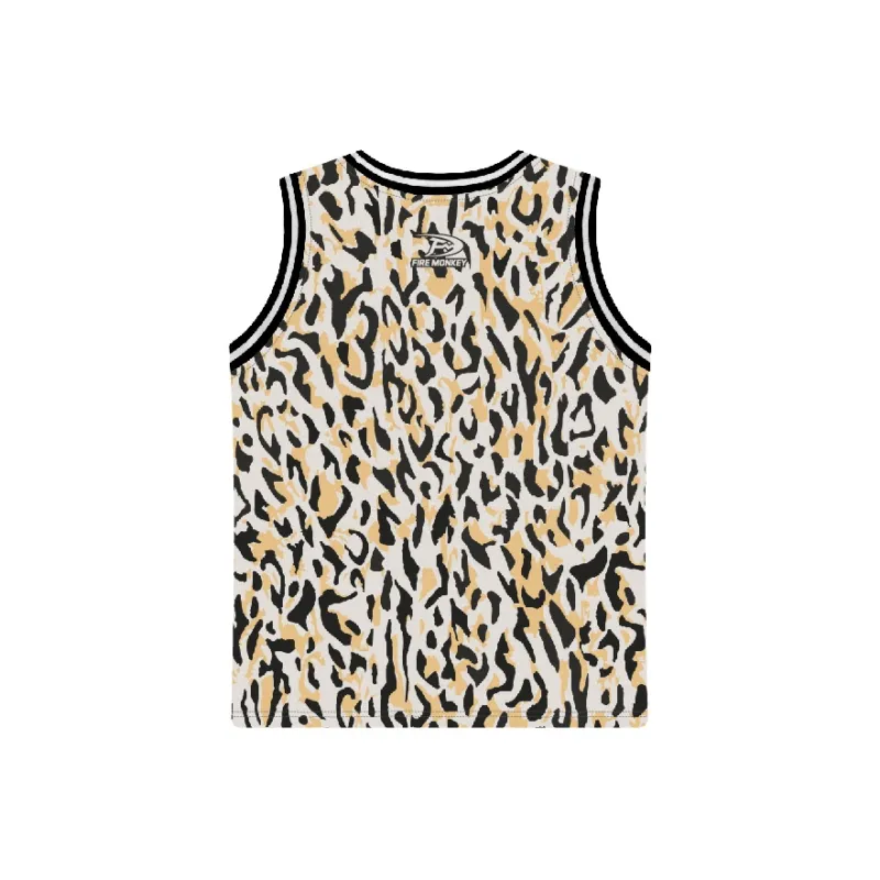 FireMonkey Basketball Jersey Unisex Brown Leopard Print-1