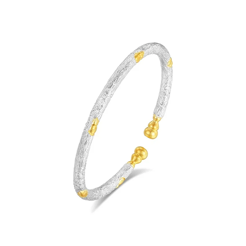 Heart Grass 999 Fine Silver Bangles Women's-5