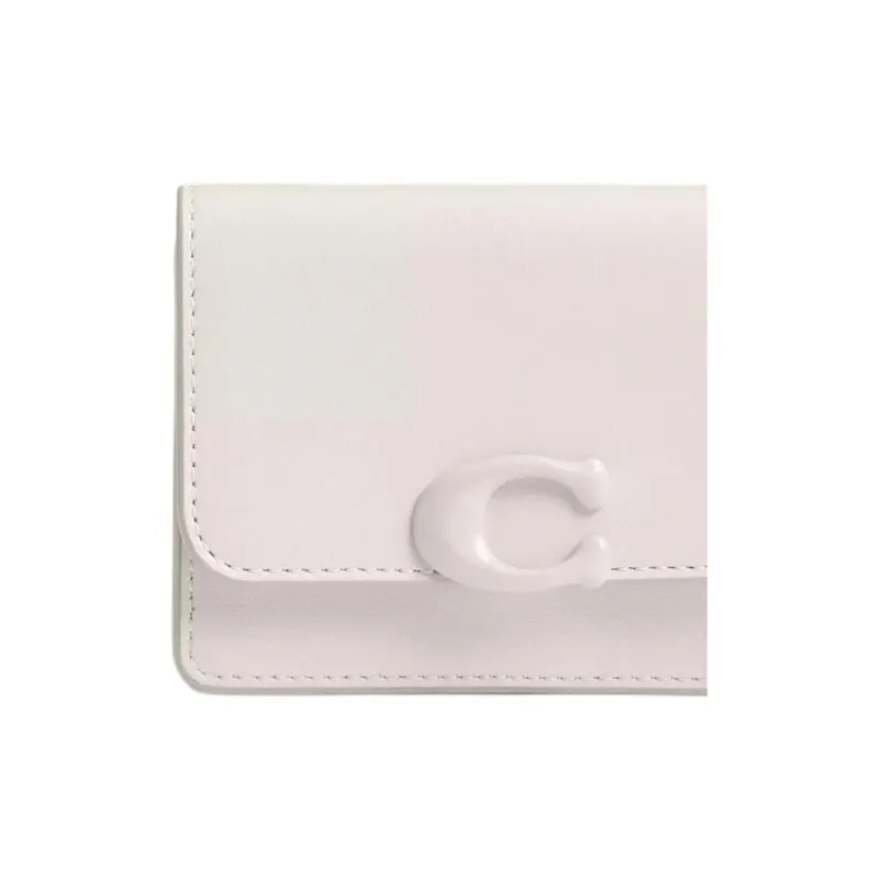 COACH Bandit Premium Calfskin Wallet Mini Women's White-3