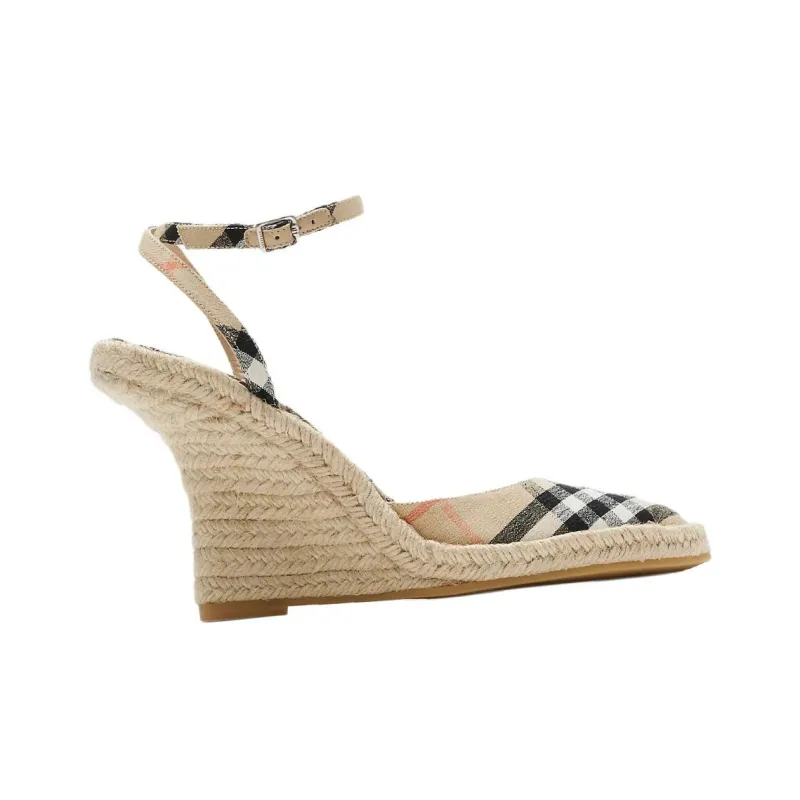 Burberry Mews Wedge Heel High Heels 9cm Women's Sand-1