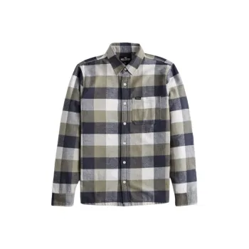 Hollister Shirt Men's Olive Green Plaid