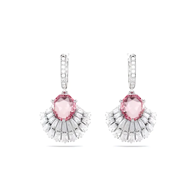 Swarovski Cubic Zirconia Rhodium-Plated Faux Crystal Earrings Women's Pink-1