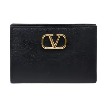 Valentino Calfskin Card Holder Women's Black
